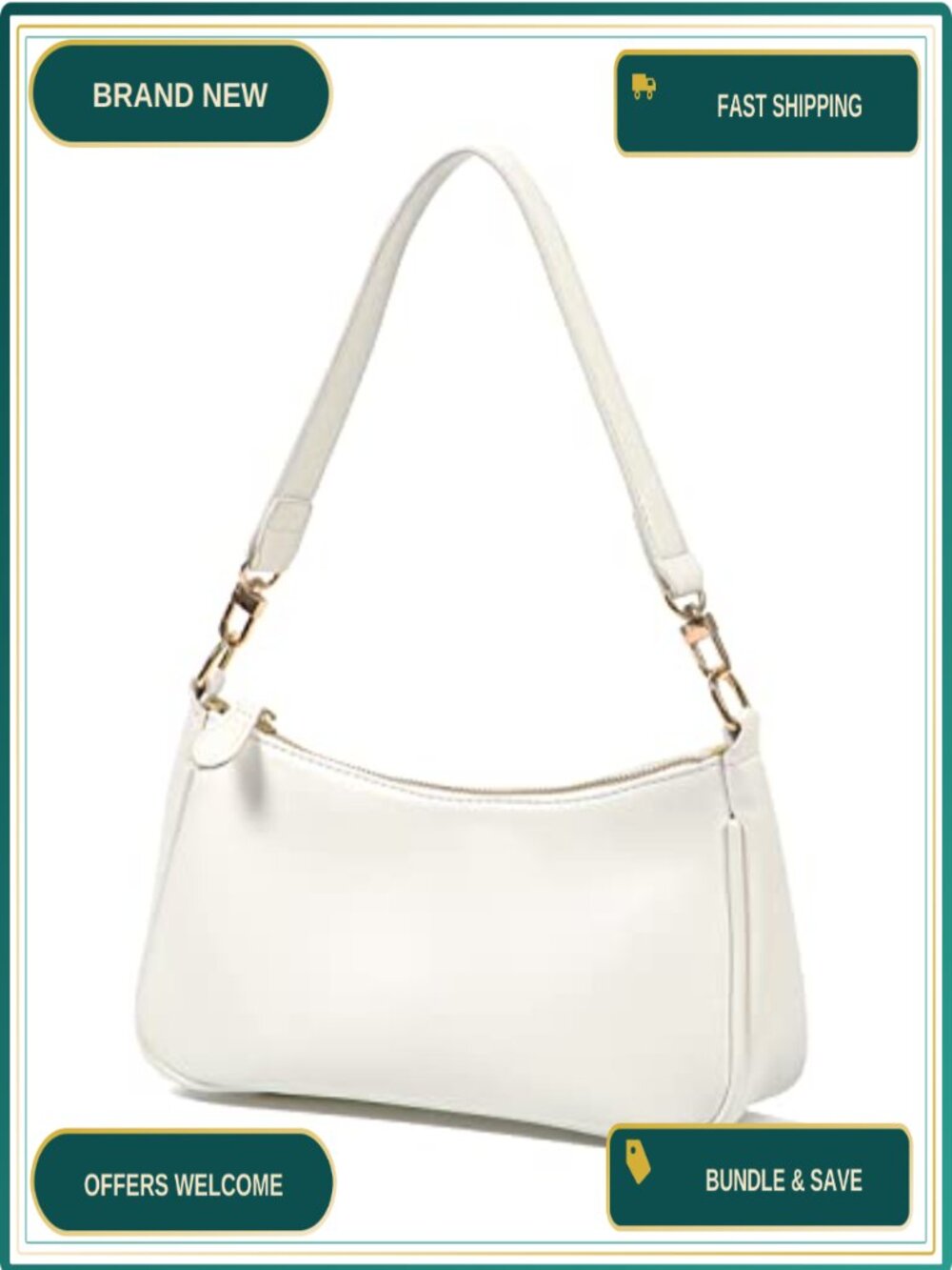 PU Leather Shoulder Bag Removable Chain Strap Clutch Tote